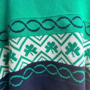 Vintage Blarney Winter Sweater L Blue Green White Ireland